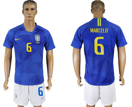 Brazil #6 Marcelo Away Soccer Country Jersey - Click Image to Close